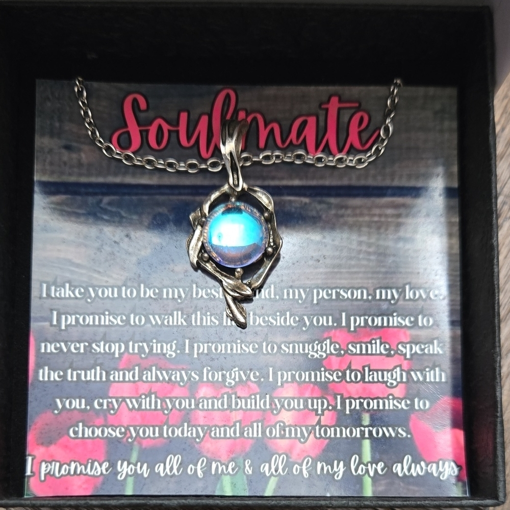 Silver and Blue Pendant Necklace